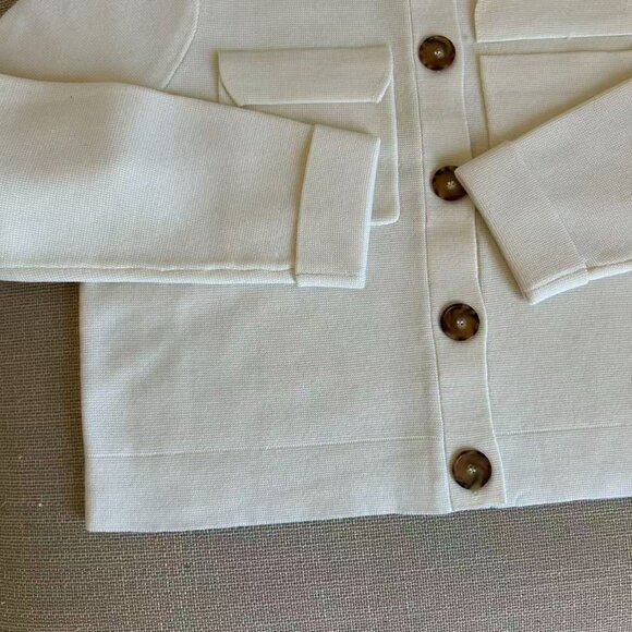 BEST Sezane Betty Cardigan XSmall Ecru Ivory White French Wool Causal Classic - Picture 6 of 9